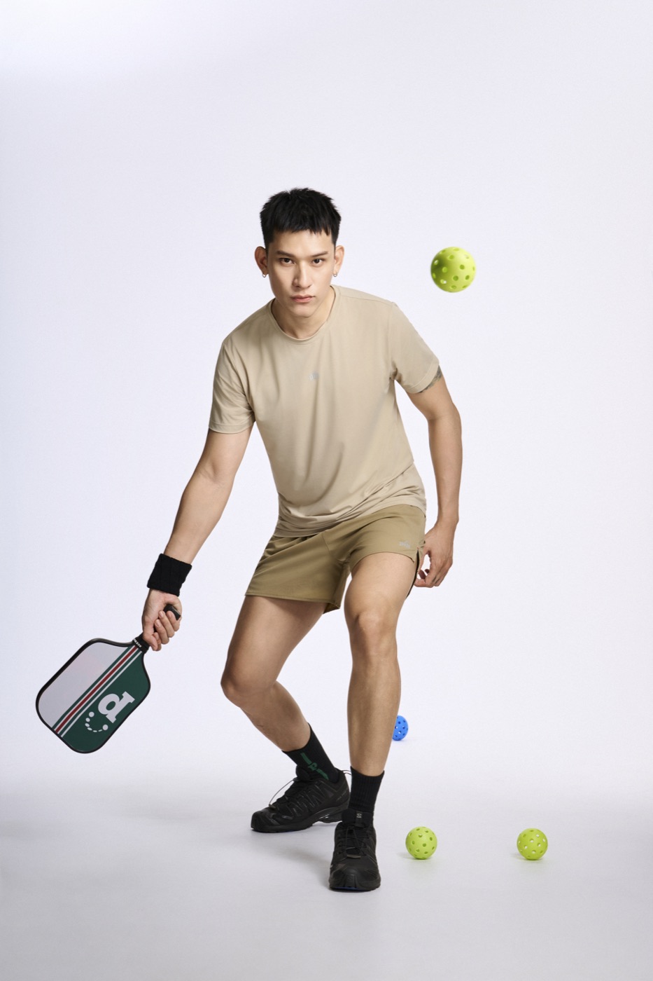 [PKSHO026MW25WHM] SHORT nam 2 lớp, bản lưng đen (Trắng, M)