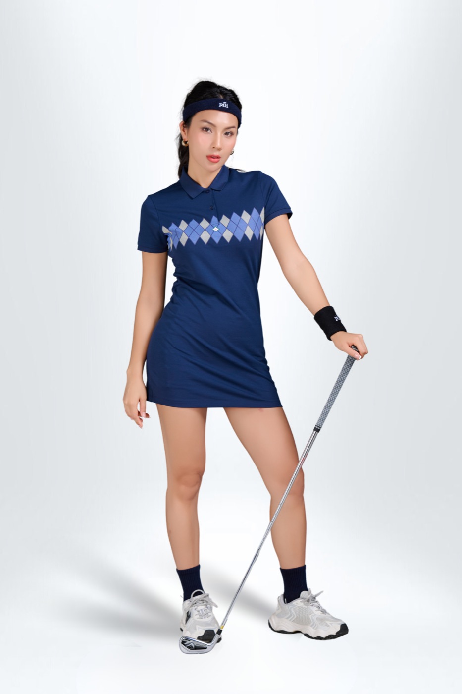 [PKP043DREWW25WHS] Đầm POLO có hoạ tiết (Trắng, S)