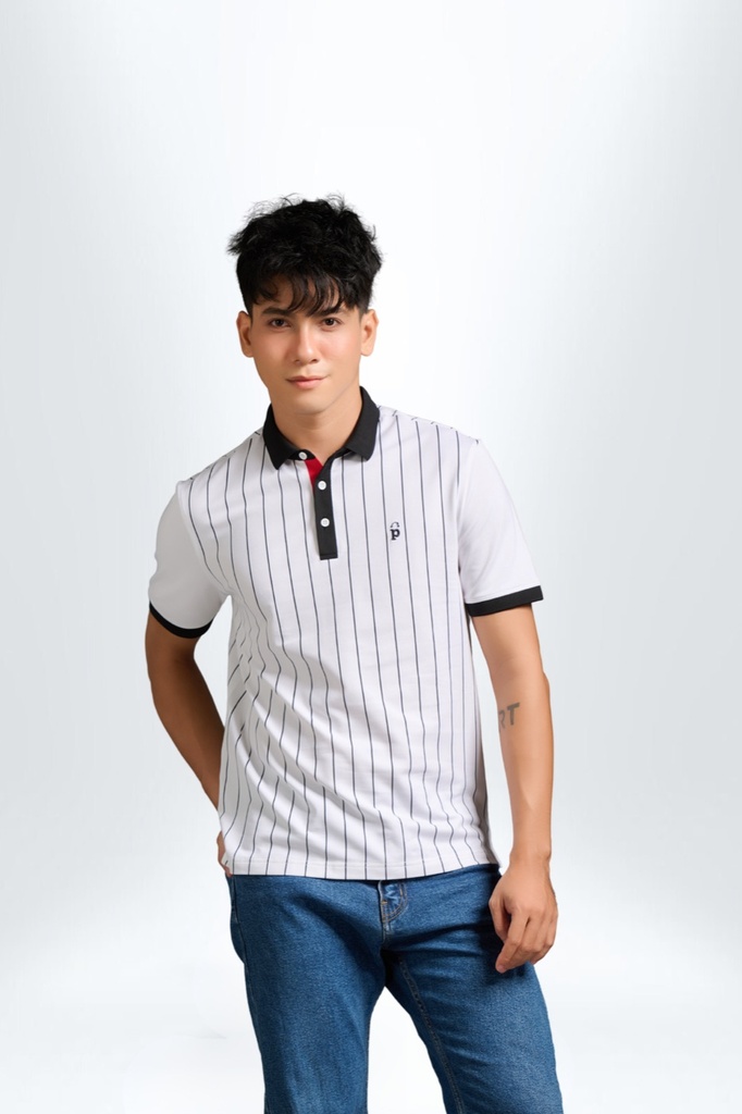 POLO nam sọc, cổ phối