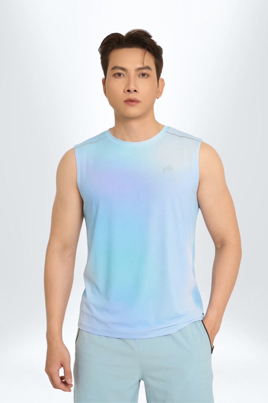 [PTTUP37MW25GRM] T-top nam vai bản to in ombre (Xanh lá, M)