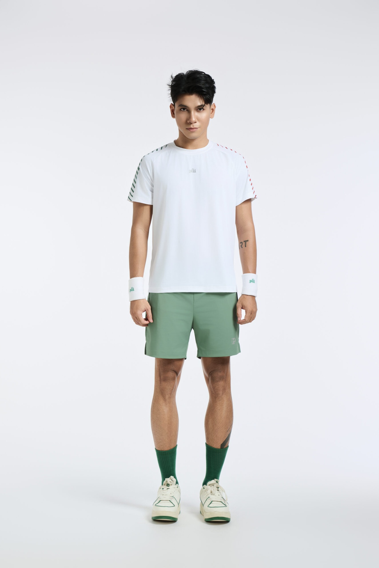 [PTSUP35MW25WHM] Tshirt nam tay raglan có cầu vai (Trắng, M)