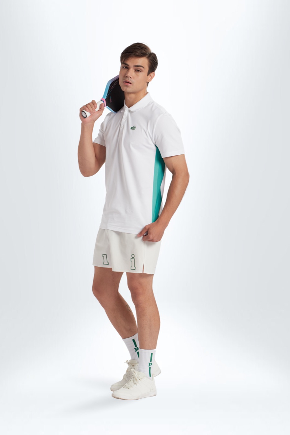[PKP012TSMW24WHGRS] POLO nam (Xanh lá phối trắng, S)