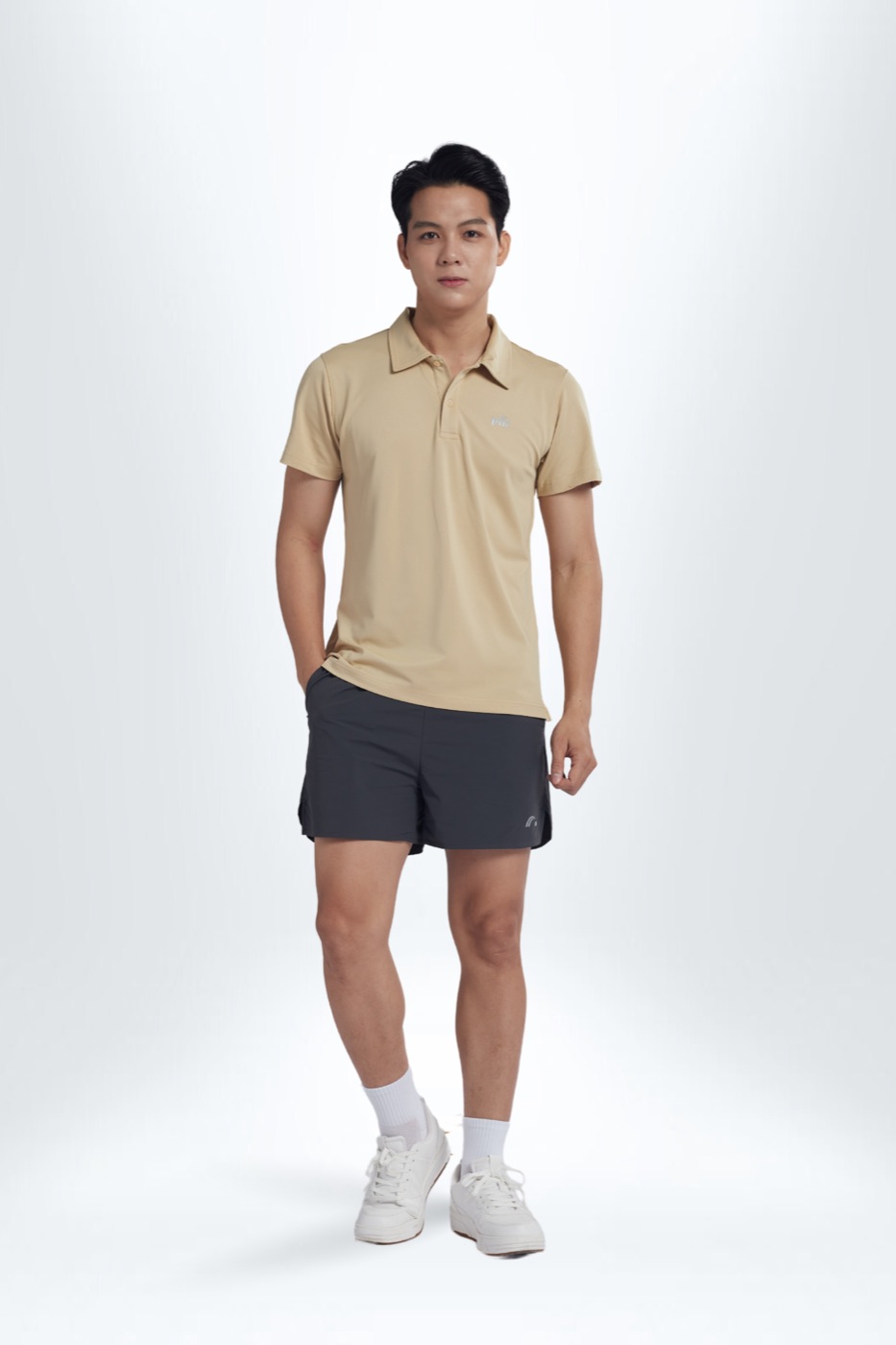 [PPL01MW24BLU3S] Polo nam cổ chính tay thường (Xanh da trời, S)